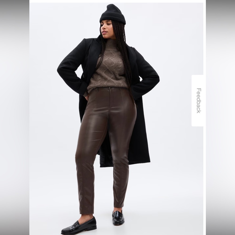 NWT ladies size 14 Gap Brown Mid Rise Vegan Leather Skinny Pants